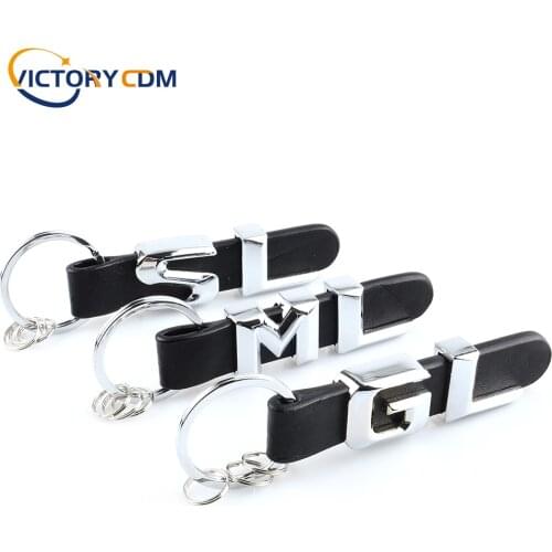 Zinc Alloy Leather Strap Key Ring Car Letter keychain For Mercedes Benz GL SL ML CL Class