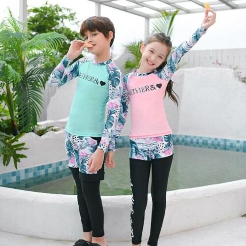 Child Swimwear Girl Kids 2020 Female Bikini Swimming Suit Bathing Suits Yards Swimsuit Tong Long Sleeve Three Piece Drying