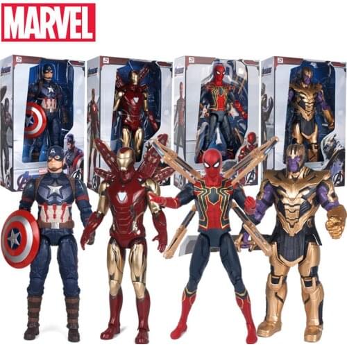 Marvel Avengers 4 Thanos Iron Man Spider-man Captain America Action Figures 14 Inch PVC Model Desktop Decor Toys For Kids Gifts