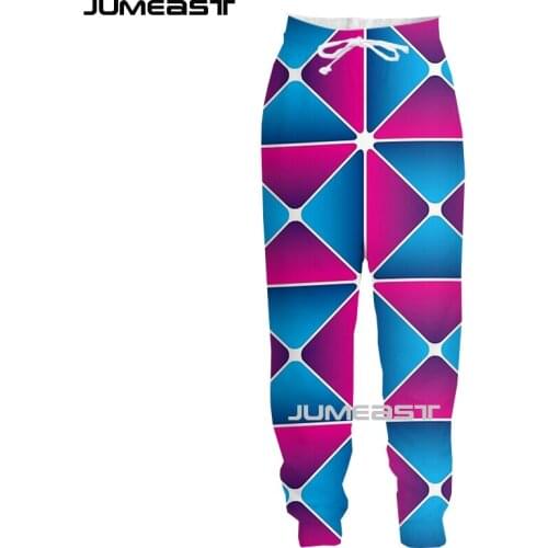 Jumeast Brand Men Women 3D Printed Lattice Shape Casual Long Pants Sport Pullover Length Sweatpants Trousers