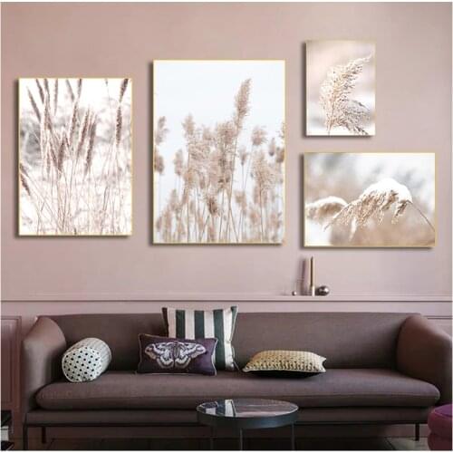 Painting Wall Pictures For Living Room Home Decor Dried Flower Plant Beige Reed Wheat Nordic Posters And Prints Wall Art Canvas