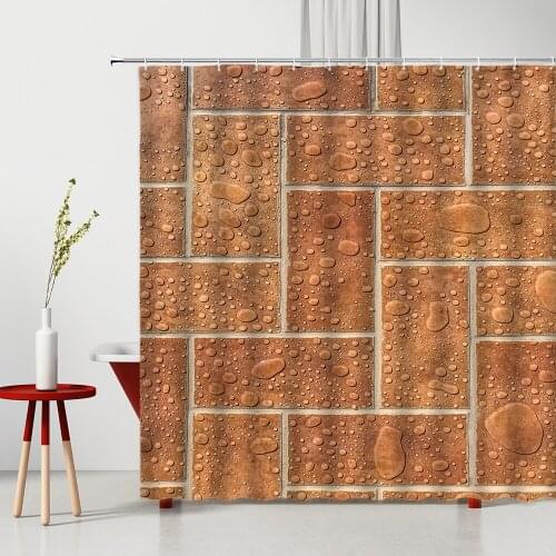 Brick Shower Curtain Water Drop Stone Creativity living Room Background Wall Bathroom Decor Screen Home Hanging Cloth Curtains