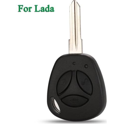 Bilchave 10pcs For Lada Priora Samara Kalina FOB 3 Buttons Remote Car Key Shell Key Case Cover With Uncut Blade Replacement