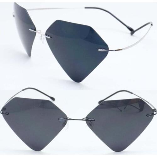 Hotsales 8207 high quality UV400 polarized diamond shape anti-slip outdoor travel ultra bendable rimless sunglasses for women