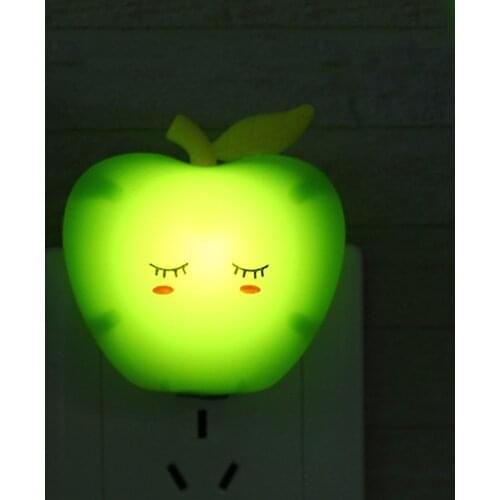 Light Sensor Control Night Light Mini 220V Lovely Green Apple Bedroom lamp For Baby Gift Romantic Night Lights