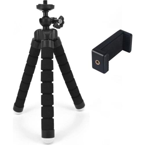 Mini Size Flexible Sponge Octopus Tripods Stand Bracket Selfie Monopod With Mount Phone Clip