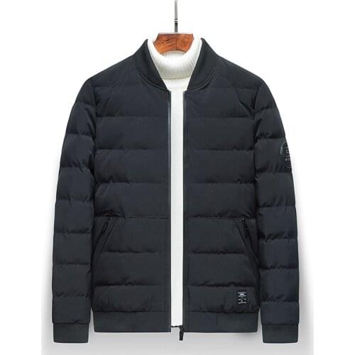 Mens Jacket Winter Cotton-padded Clothes Teenager Casual Baseball Collar Coat-Style down Feather Cotton-padded Clothes Youth