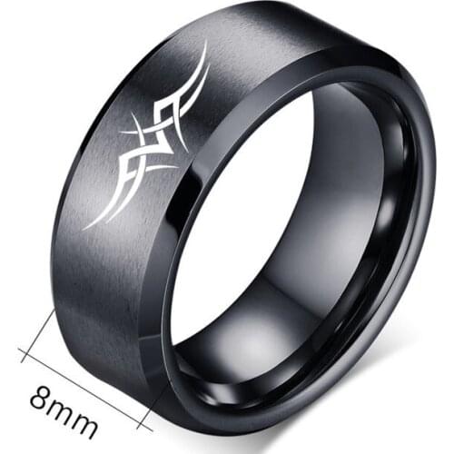 MOREDEAR 8mm Wing Titanium Ring For Men and Women