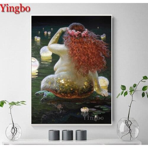 Naked mermaid 5D Diamond Painting diy cartoon ocean art Diamond Embroidery Full square drilli 5d Diamond Mosaic kits decoration