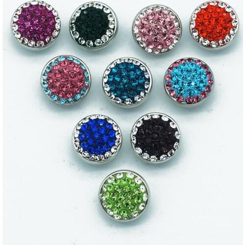 New beauty round rhinestone&clay colorful manual 10pcs mixed 12mm snap buttons KZ9080 for DIY snap jewelry