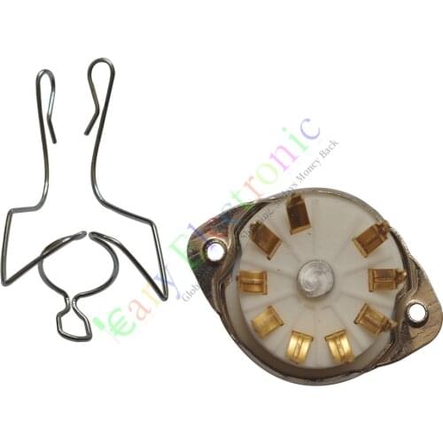 Wholesale and retail 50pc 9pin Gold ceramic tube socket with spring Scaffolding 12AX7 12AU7 audio amp free shipping