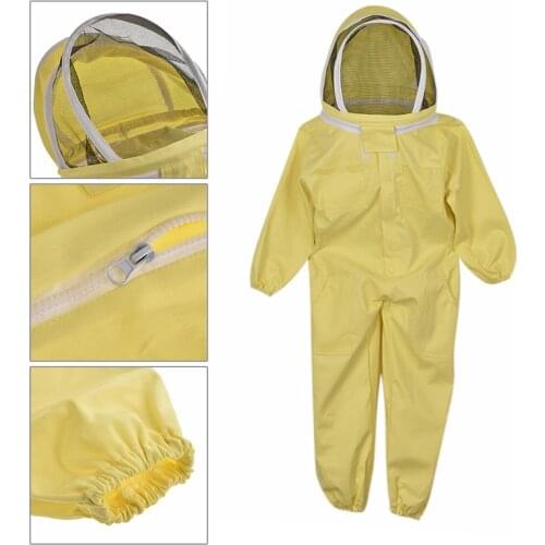 Professional Ventilated Child Beekeeping Clothing Suit Yellow Cotton Childrens Jacket Jumpsuit Apiculture Equipement