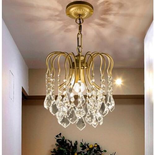 Retro loft American vintage Branches leaves crystal chandelier lustres de cristal livign room bedroom light