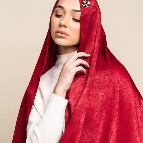 Luxury Crystal Beads Silk Satin Hjab Scarf For Muslim Party Wedding Event Luxe Rhinestone Matte Accessories