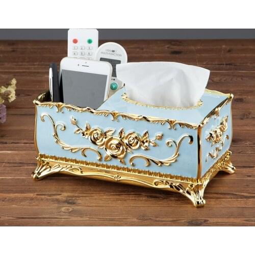 European-style luxury creative living room dining room multifunctional tissue box drawer box desktop remote storage box napkin