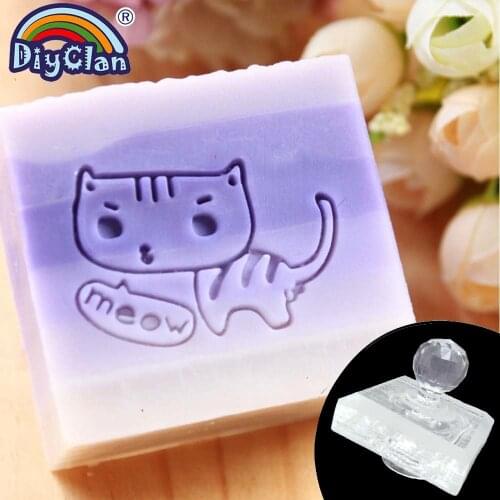 Cat Pattern Soap Making Stamp Handmade Transparent Kitten Natural Soap Stamps Animal Chapter Acrylic Chapters Custom