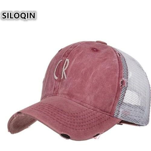 SILOQIN Summer Embroidery Baseball Cap For Men Women Brand Gorras Breathable Mesh Caps Fitted Hat Snapback Hip Hop Hat Casquette