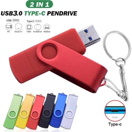 Free Custom logo USB 3.0 type-c adapter USB Flash Drive micro Pen Drive 64GB 32GB 16GB 8GB USB Stick 2 in 1 high speed Pendrive