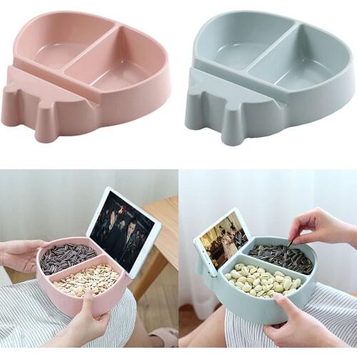 High Quality Lazy Snack Bowl Plastic Double-Layer Living Room Melon Tray Candy Box Lazy Fruit Plate Mobile Phone Bracket Chase