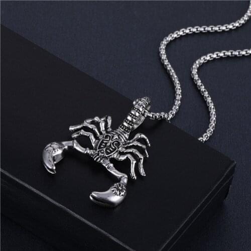 Yungqi Stainless Steel 12 Horoscope Zodiac Sign Scorpion Pendant Necklace Wholesale Man Gift colar Goth Animal Charm Jewelry