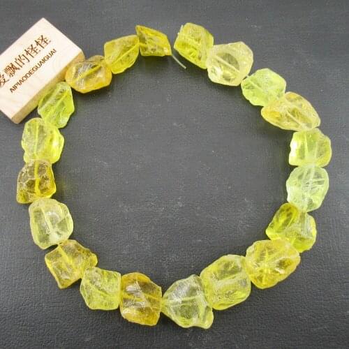 Yellow Glass Quartz Crystal Rough Nugget Loose Beads 16" Jewelry Making DIY