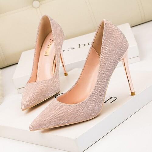 2019 autumn new womens shoes fashion stiletto shoes casual work Sexy OL the wild pointed shallow mouth high heels Wedding shoes