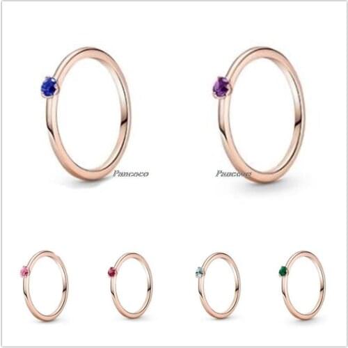 Authentic 925 Sterling Silver Colours Red Solitaire Rings For Women Wedding Party Gift Europe Fashion Jewelry