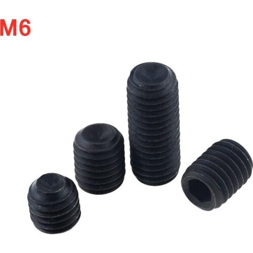 10PCS M6*5 6 8 10 12 16 20 25 DIN916 Black Grade 12.9 Alloy Steel Hex Hexagon Socket Allen Cup Point Grub Screw Set Bolt M6x5