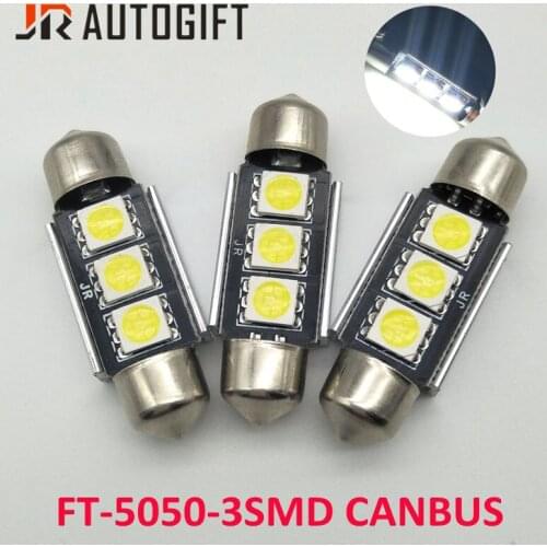 100PCS Car-styling 12V 24V Festoon 3SMD Canbus 36mm CANBUS Error Free 3 LED 5050 SMD C5W License Plate Dome Led Light Bulbs