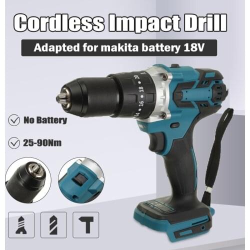 18V 3 In 1 Electric Cordless Impact Drill 13mm Rechargable Electric Screwdriver Drill Li-Ion Battery For Makita Battery