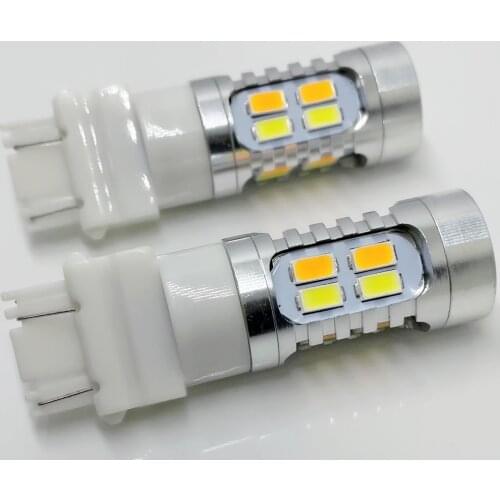 2pcs T25 3157 P27 5W 20SMD Lens 5730 LEDs Switchback LED Car Signal Lights Turn Parking Auto Led White Amber Dual Color