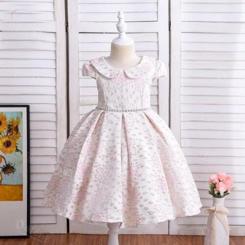 2021 Summer Princess Dress For Girl Birthday Wedding Dress Kids Girl Party Dress Bow Embroidered Trailing Bridesmaid Dress 3-10Y