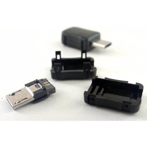 5 pcs Type B Micro USB 5 Pin Male Plug Connector Port Solder Snap-On Shell DIY