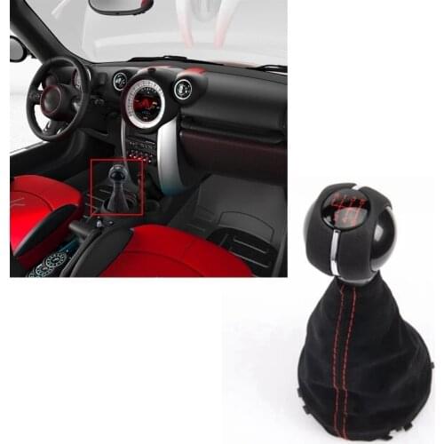 6 Speed Manual Gear Lever Shift Knob with Gaitor Leather Boot for Mini Cooper F55 F56 F57 F54 F60 RED 25117641999