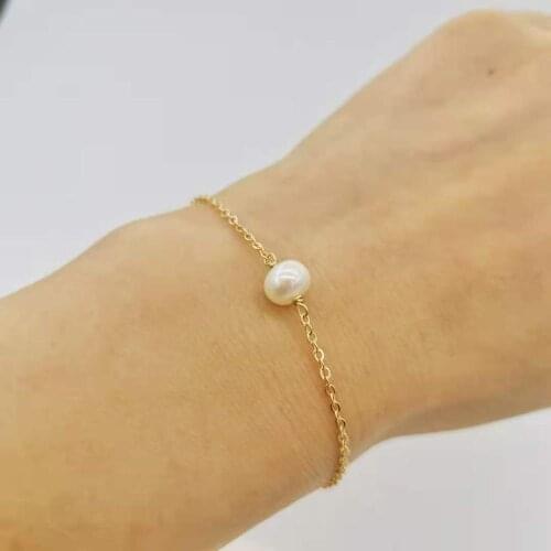 Geniune Freshwater Pearl Bracelet Simple Natural Dainty Delicate 14K Gold Filled Chains For Women Girl Jewelry 2020 Trend