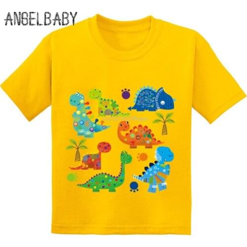 Cartoon Cute Dinosaur Kids Funny T-shirts Summer Children Cotton Short Sleeve Baby T shirt Boys/Girls Casual Tops Tee,GKT224