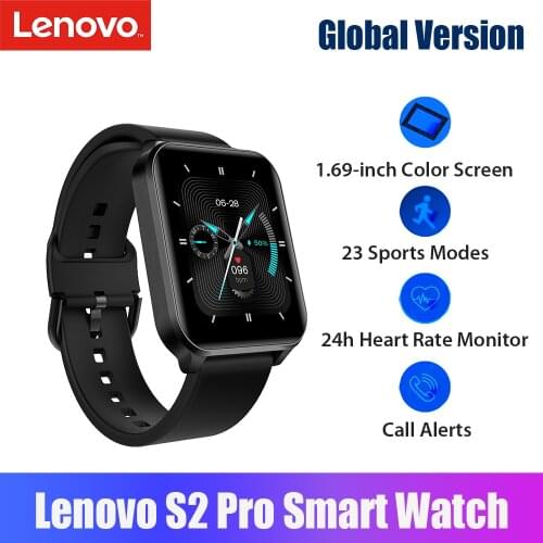 Global Version Lenovo S2 Pro Smart Watch Sports Bracelet 1.69-Inch Screen BT Fitness Tracker IP67 Waterproof Heart Rate Monitor