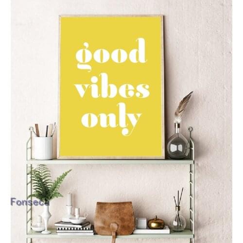 Good Vibes Only Printed Quotes Dorm Wall Art Retro Inspirational Quote Canvas Painting Office Poster Decor Housewarming Gift