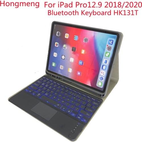 Hongmeng Touch Backlight Bluetooth keyboard Leather Case With Pencil Case For iPad Pro 12.9 Tablet Stand Cover