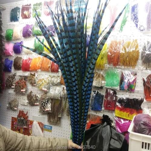 Beautiful sky blue copper pheasant tail feather 50pcs 28-32 inches /70-80 cm DIY decoration collection stage performance
