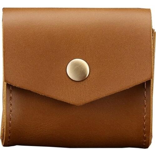 Mini Hasp Cow Leather Pouch Digital Electronic Accessories Travel Storage Bag For SD Card USB Data Cable Power Bank Organizer