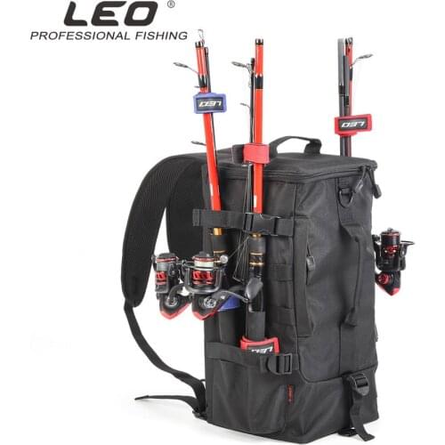2021 LEO Black Multi-function Waterproof Fishing Tackle Storage Bag Outdoor Shoulders Backpack Cross Body Sling Fishing Bag