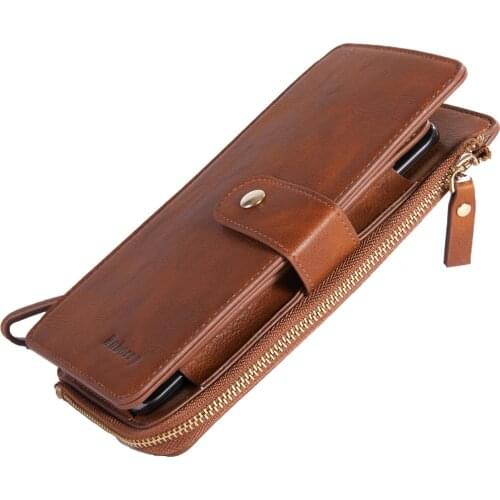 Baborry Men Wallets Multi-Functional Purse Male Mid-Long Wallet Clutch PU Leather Zipper Wallet Men Business Male Wallet Coin