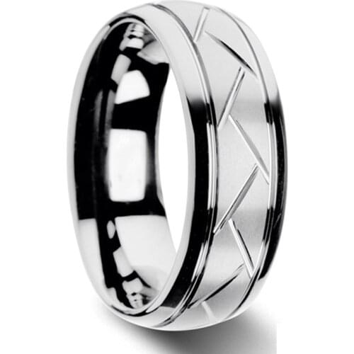 8mm Titanium Steel Mens Temperament Simple and Fashionable Brushed Ring for Thanksgive Gift