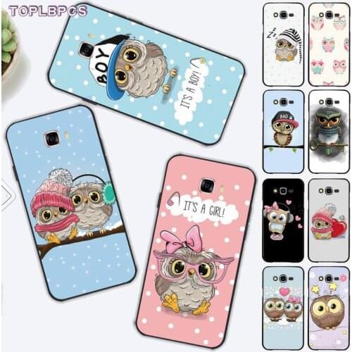 TOPLBPCS Baby Cute Owl Lover Cartoon Soft black Phone Case for Samsung J6 J7 J2 J5 prime J4 J7 J8 2016 2017 2018 DUO core neo