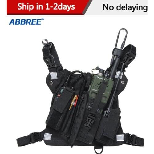 Abbree Radio Chest Harness Chest Front Pack Pouch Holster Vest Rig Chest Bag for Walkie Talkie Motorola Baofeng UV-5R TYT Wouxun