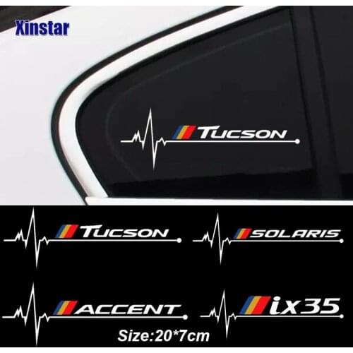 2PCS Car Windows Sticker For Hyundai I10 I20 I30 I40 Ix35 TUCSON Elantra SONATA GENESIS SOLARIS VEOSTER TRITON ACCENT VEOSTER