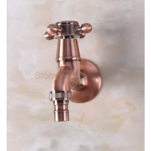 Wall Mounted Antique Red Copper Cross Handle Washing Machine Faucet /Garden Water Tap Wav301