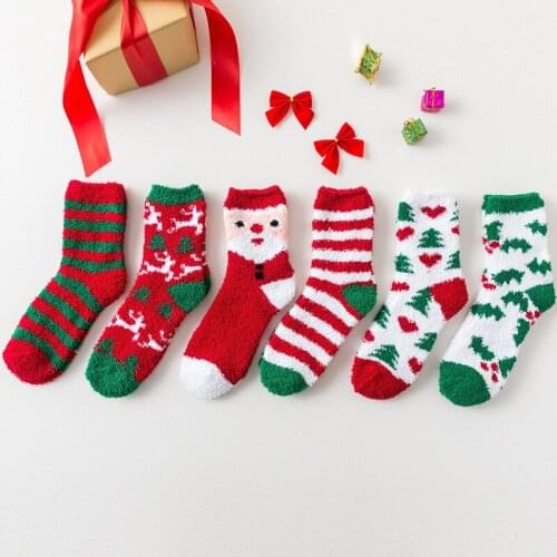 Christmas Elk Elderly Warm Adult Lady Thickened Towel Coral Velvet Socks High Quality Flooring Socks Women Wholesale 12pair/lot