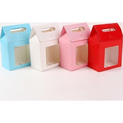 1Pcs Kraft Paper Wedding Party Christmas Gift Bags Cake/Chocolates/Candy Packing Bag Stand Up Food Clear PVC Window Seal Boxes